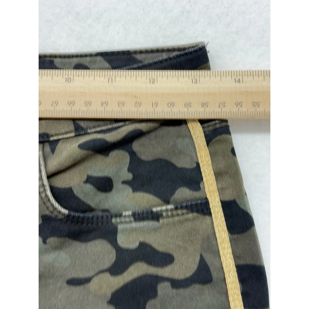L'AGENCE Cotton High Rise Skinny Camo Stone Jeans Gold Side Stripe Size 24